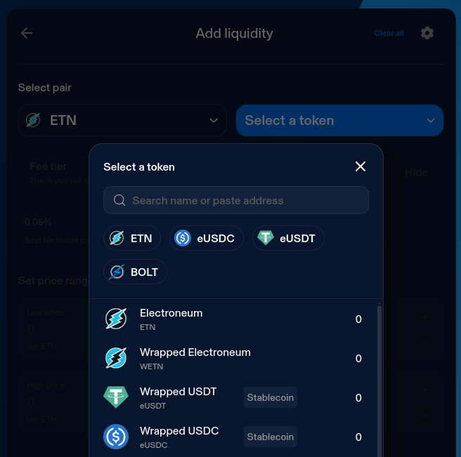 Select Token