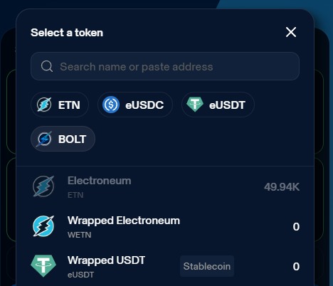 Select Token